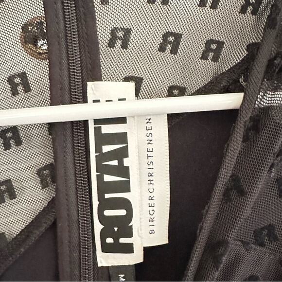 Rotate Isadora Black Flocked Monogram Sheer Long Sleeve Maxi Dress Size 6 - Picture 8 of 8